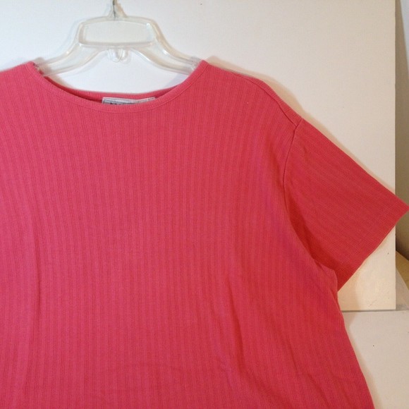 Vintage Basic Editions Plus Casual Stretch Ribbed Pink Knit Top Size 1X - Picture 4 of 9